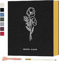 Lanpn Self Adhesive Photo Album Scrapbook 40 Pages, Linen Photos Albums DIY Sticky Magnetic Pages ho