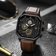 GEDI GEDI New Style Handsome Square Large Dial Temperament Low-Key Men's Belt Watch Unique Design Qu