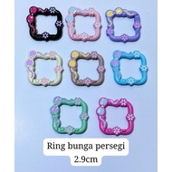 3PCS SQUARE FLOWER RINGS PREMIUM KEYCHAIN RINGS SHABBY RINGS BAGCHARM KEYCHAIN