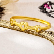 Retro Heavy-duty Design Style Minimalist Gentle Matte Clasp Bangle 3D Flower Bracelet To the lady