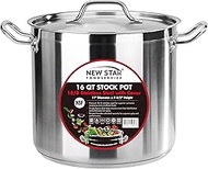 New Star Foodservice 16 Qt Stainless Steel Stock Pot with Cover, 18/8 Stainless Steel