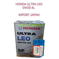 COMBO PACKAGE Genuine Honda Ultra LEO SN 0W-20/ 0W20 Engine Oil 4L With Oil Filter Honda (Made In Ja