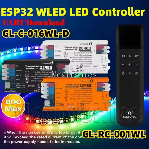 GL-C-016WL-D ESP32 WLED LED Controller Microphone Music DIY Dynamic UART Download/GL-RC-001WL for WS