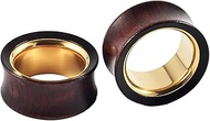 Wooden Tunnel 8 mm - 22 mm Stainless Steel Gold Ear Tunnel Set Plug Piercing Jewellery Women Men 2 P