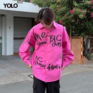 YOLO เสื้อคอปกแฟชั่น OVERSIZE เสื้อคอปกเวอร์ไซส์ แนวสตรีท 683