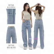 X56 - Cargo Highwaist Korean Jeans - STUDIO JEANS
