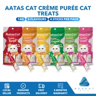 Aatas Cat Crème Purée - Smooth Tuna, Chicken & Surimi Treats, 14gx4 Sachets