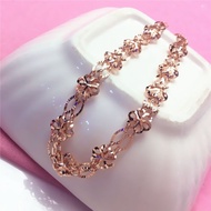 Pure Russia 585 Purple Gold Shiny Hollow Flower Piece Bracelet 14k Rose Gold Fashion Style 10.20