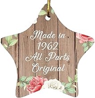 Designsify Christmas Tree Decoration, 62nd Birthday Made In 1962 All Parts Original, Star Ornament B