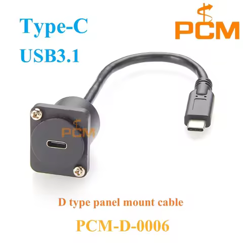 10G Type-C D type panel mount cable, Type-C female to male chassis mount charge cable, compatible wi