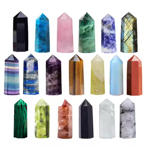 Natural Stone Single Point Wand Stone Mineral Crystal Stones Crafts Home Decoration Hexagonal Prism 