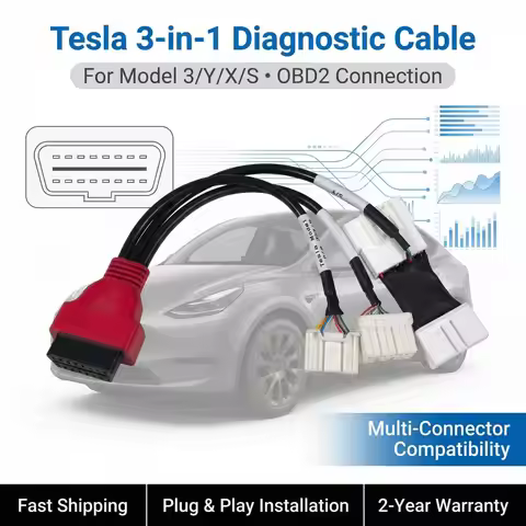 For Tesla Model 3 Y/X/S Adapter Cable Connector 1-to-3 Splitter For Autel/LAUNCH Scan Tools Diagnost