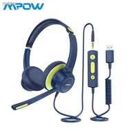【Special offer】✑⊙﹍Hot sale and low price☜Mpow HC6 Kids Headphones Headset with Microphone USB&3.5mm 