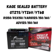 KAGE SEALED BATTERY YTZ6V GTZ7S YT6B RS150 RSX150 VARIO 125 150 160 ADV125 ADV150 ADV 160 BATERI MOT