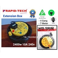 SIRIM APPROVED 4 Gang 7meter Socket Extension Trailing Socket / #Extension Round Box Cable Reel with