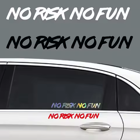 22x2.4cm NO RISK NO FUN Car Stickers Styling Car Body Window Windshield Bumper Motorcycle Decor Viny