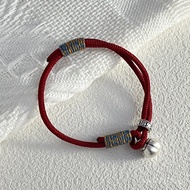 New Chinese Style Small Persimmon Vintage Bracelet for Women Woven Rope999Pure Silver Hand Ornament 