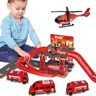 Children's track parking lot toys multi-storey car parking building fire police engineering dinosaur