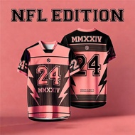【Free Custom Name & Number】2025 NFL Edition NO.24 Tshirt Collar Full Sublimation Microfiber Jersi Vi