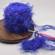 Blue Plush Yarn Crochet Yarn Art Polka Dots Fur Yarn Fluffy Yarn for Crcohet Fuzzy Yarn 50g Soft Yar