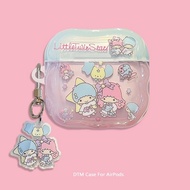 Cartoon Gemini+Pendant Wavy Edge AirPods Case For AirPods 4/3/2/1 AirPods Pro/Pro2 Headphones Casing