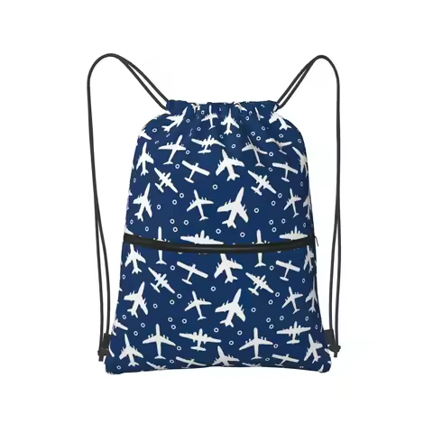 Boeing 777X Captain Stripes Aviation Aviator Flight Pilot Backpacks Fashion Drawstring Bags Sports B