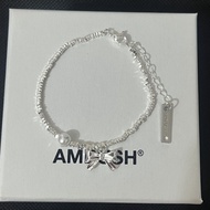 01_AMBUSH Light Luxury Exquisite Girl Heartbreak Silver Bow Pearl Bracelet Bracelet Women S999 Silve
