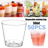 50PCS Plastic Disposable Clear Dessert Mousse Cups Dessert Spoon Round Pudding Cupcake Cup