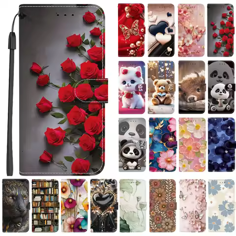 Elegant Colored Flower Wallet Phone Case For Nokia C2 2nd Edition c12 c22 c32 c31 c21 c10 c20 Magnet