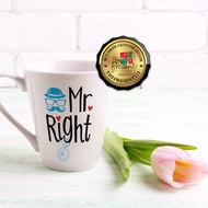Wedding / Anniversary Couple Latte Mug Set ( 2pcs ) - MR.RIGHT & MRS ALWAYS RIGHT | Hadiah Pengantin