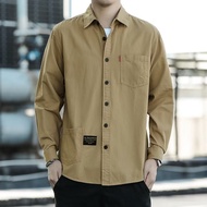 Shirt Men Long-Sleeved Cotton Workwear Men's Shirt Japanese-Style Inch Shirt Casual Loose Top Spring