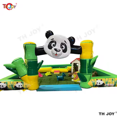 9x9m Outdoor Giant inflatable Panda Fence Portable Inflatable go kart race track Didi Car Orbit Spor