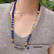 Xinchengtang Yantu Agate Dzi Beads Lapis Lazuli Blue Necklace Lumens White Burnt Oil Dripping Color 