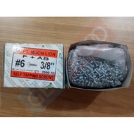 Tapg Screw 6 x 3/8" Inch 2000 Pcs LION - flat head FH