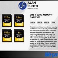 Wise Advanced 128GB/256GB/512GB/1TB SD-S UHS-II SDXC Memory Card V60