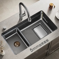 Kitchen Sink Sink 304 Stainless Steel Household Kitchen Slag Collection Sink, Electrically Controlle