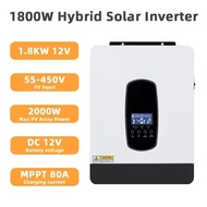 2200VA Hybrid Solar inverter 12V DC 220V AC 1.8KW Off Grid Inverter 80A MPPT Solar Charger Pure Sine