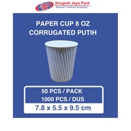8 Oz White Corrugated Paper Cup / POLOS - 8 Oz Paper Drink Cup
