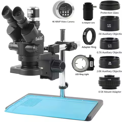 3.5-90X Simul-focal Zoom Trinocular Stereo Microscope 1080P 2K 4K 48MP 55MP HDMI USB Video Camera 1X