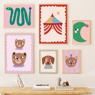 Mama Bear and Girl Bear Print Poster for Kids Wall Decor Children's Room Nursery Pictures Circus Tig