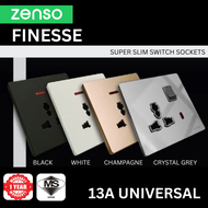 Zenso Finesse 1Gang 2Gang 3Gang 4Gang 1 Way 2 Way 13A Flat Universal 20A 15A Switch Socket