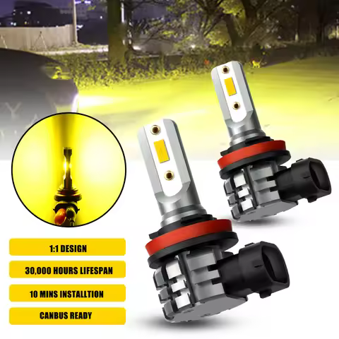 AUXITO 2Pcs H8 H11 LED Fog Light Bulbs H9 H16 JP LED CSP Canbus 6500K White 3000k Golden Yellow 12V 