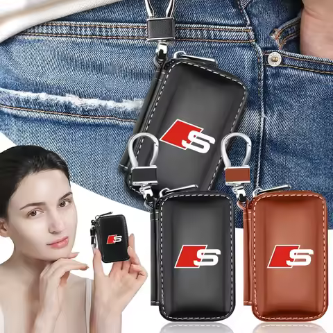 Leather Key Wallet Car Key Bag Multi Function Key Case for Audi Sline A4 A1 Q3 A7 A3 8P 8V 8L A6 C7 