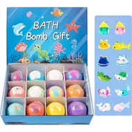 12pcs Bath Bomb Gift Set for Kids Colorful Bubble Bath Bomb with Surprise Inside