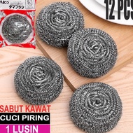 berkualitas ( 1 LUSIN ) Sabut Kawat Stainless Cuci Piring / Spons Kawa