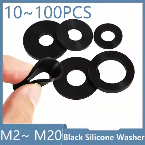 10~100 Pcs Black Silicone Washer M2 M2.5 M2.7 M3 M4 M5 M6 M8 M10 M12 M16 M20 O-ring Silicone Rubber 