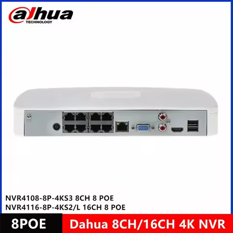 Dahua NVR4108-8P-4KS3 8CH with 8 POE 4K Network MINI NVR Recorder Max support 12MP resolution IP cam