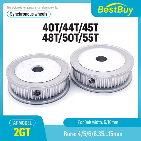 2GT Timing Belt 3D Printing GT2 40T/44T/45T/48T/50T/55T Timing Pulley Bore 4-15mm For Belt Width: 6/
