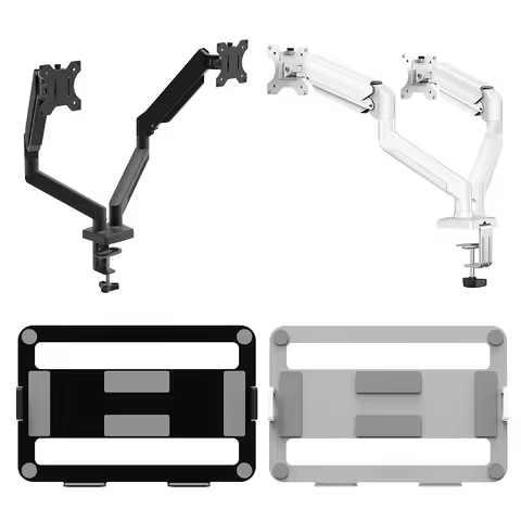 Dual Monitor Stand Full Adjustable Expandable Display Bracket Monitor Arm Desk Mount for 13 To 32 In