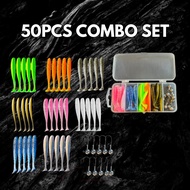 【MILLION FISHING】50pcs SP Set 6cm Soft Plastic Jighead 3.5g Haruan Siakap Soft Plastik Combo Set Mur